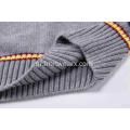 Boy's Knitted Contrast Stripe V-Neck School Vest